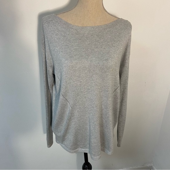 Talbots Women’s Sweater Pullover Boat Neck Metallic Silver Medium - Picture 4 of 10